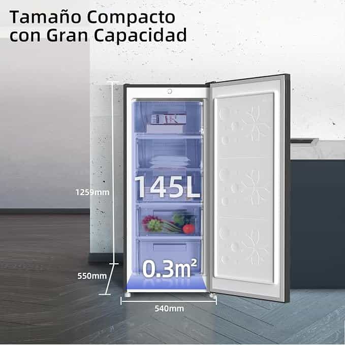 Congelador Vertical 145L con 4 Estrellas & Puerta Reversible Negro